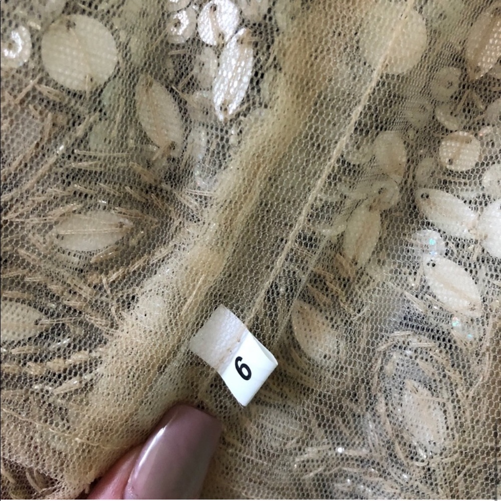 TWO PIECE WHITE GOLD SEQUIN PROM FORMAL DRESS - Picture 8 of 8